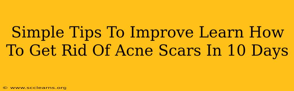 Simple Tips To Improve Learn How To Get Rid Of Acne Scars In 10 Days